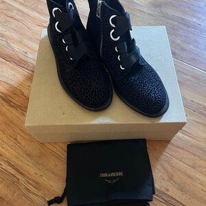 Zadig & Voltaire Black Textured Ankle Boots